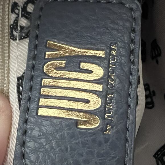 Juicy Couture Zippered Crossbody Bag Shoulder Purse Slate Blue Vegan Leather - Picture 7 of 13